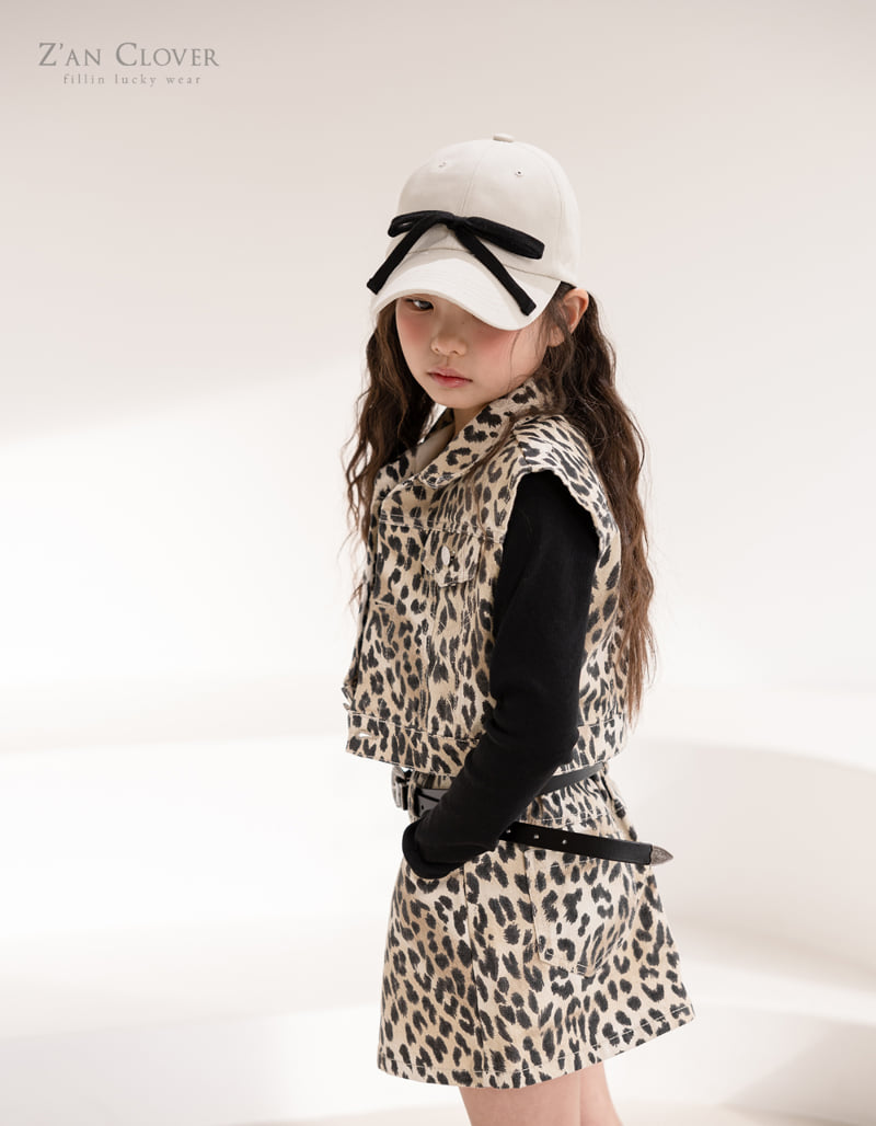 Zan Clover - Korean Children Fashion - #kidsstore - Crop Leopard Vest - 6