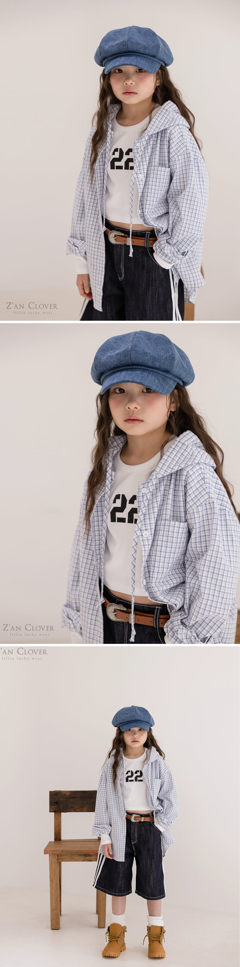 Zan Clover - Korean Children Fashion - #kidsstore - Check Hooded Shirt - 3
