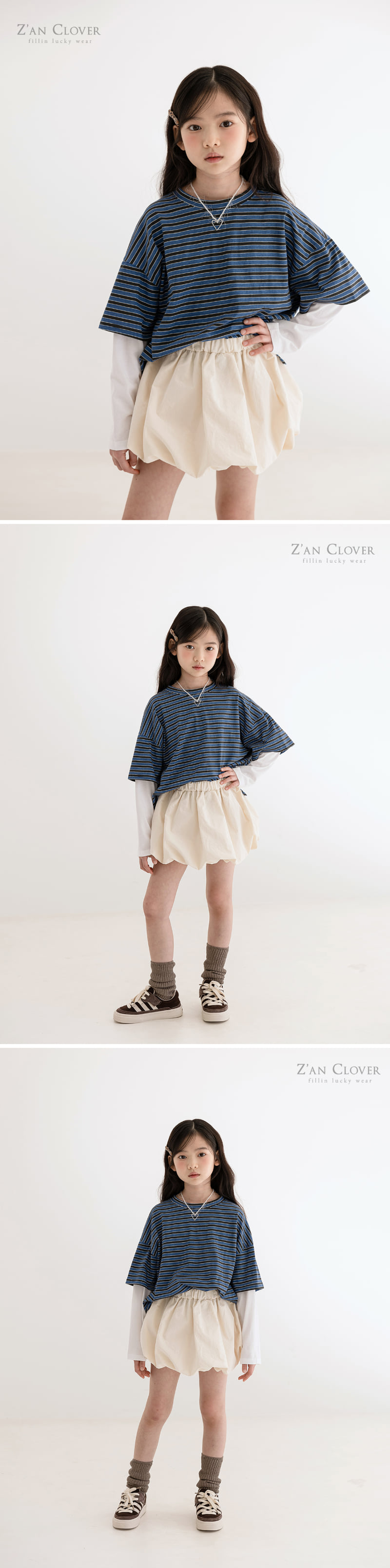 Zan Clover - Korean Children Fashion - #kidsstore - Indigo Layered Tee - 7