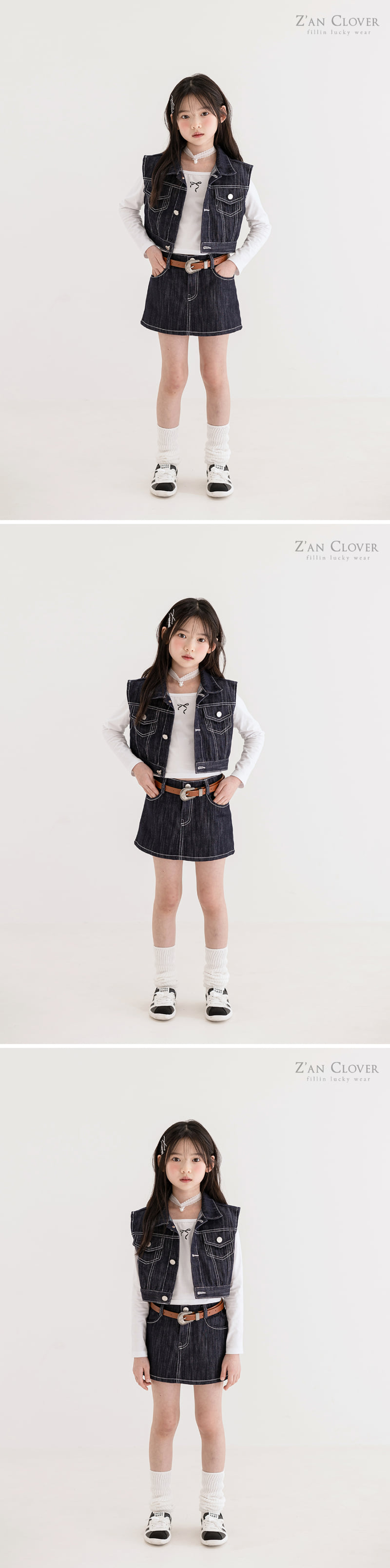 Zan Clover - Korean Children Fashion - #kidsstore - Off Shoulder Ribbon Tee - 5