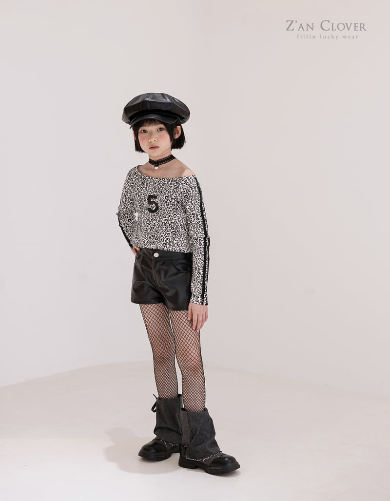 Zan Clover - Korean Children Fashion - #kidsshorts - Tape Leopard Tee - 4