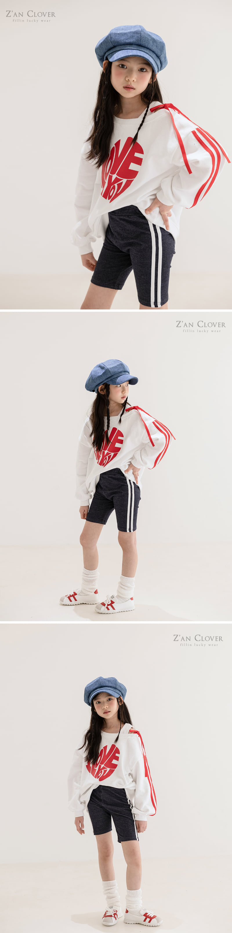Zan Clover - Korean Children Fashion - #kidsstore - Cotton Denim Biker Shorts - 6