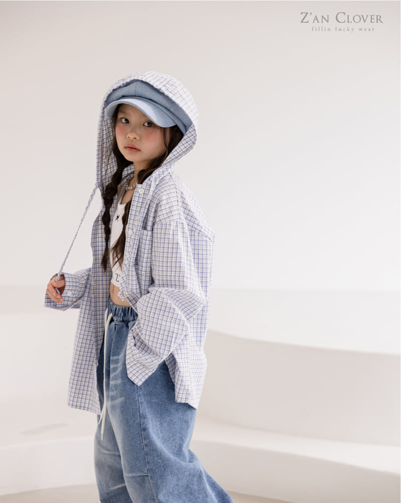 Zan Clover - Korean Children Fashion - #kidsstore - Check Hooded Shirt - 4