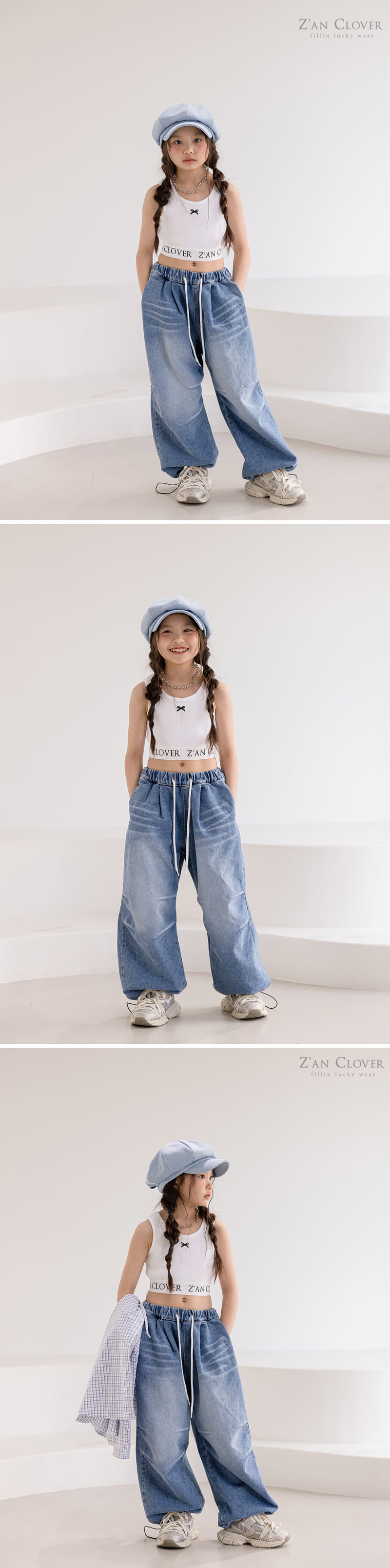 Zan Clover - Korean Children Fashion - #kidzfashiontrend - Denim Balloon Pants - 10