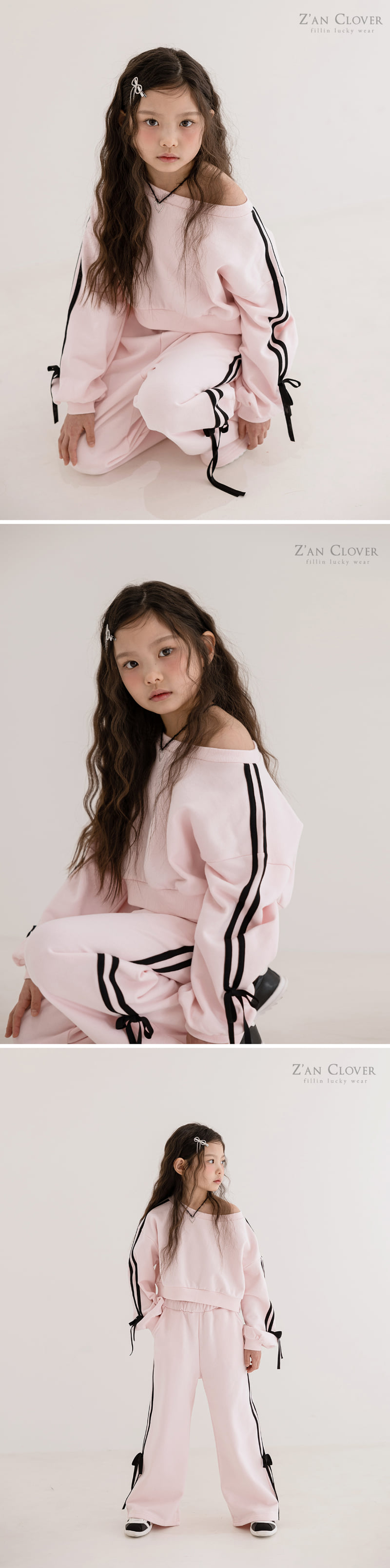 Zan Clover - Korean Children Fashion - #kidzfashiontrend - Off Shoulder Training Setup - 8