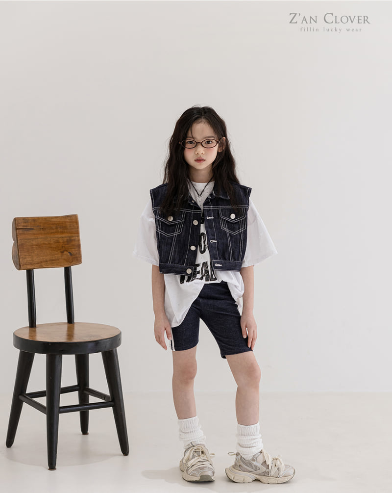 Zan Clover - Korean Children Fashion - #littlefashionista - Cotton Denim Biker Shorts - 9