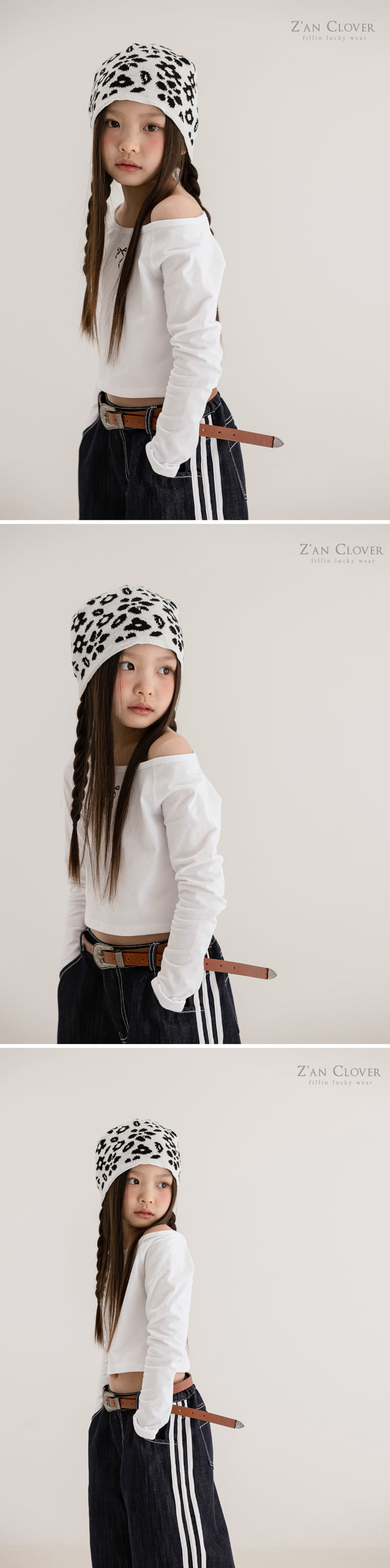 Zan Clover - Korean Children Fashion - #magicofchildhood - Off Shoulder Ribbon Tee - 9