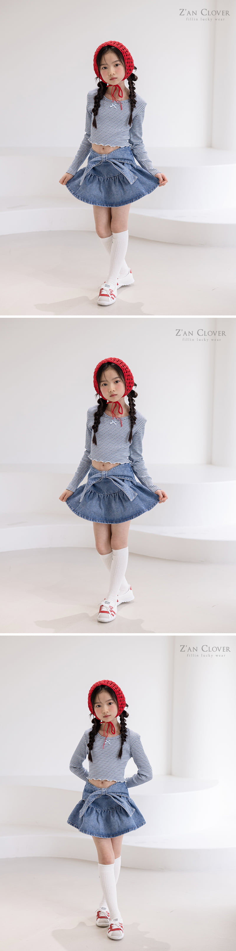 Zan Clover - Korean Children Fashion - #magicofchildhood - Denim Ribbon Skirt - 6