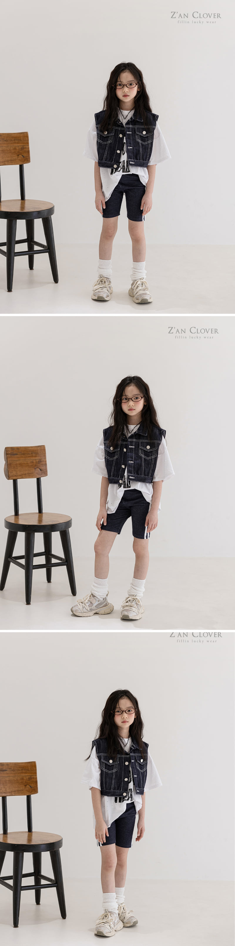 Zan Clover - Korean Children Fashion - #magicofchildhood - Cotton Denim Biker Shorts - 10