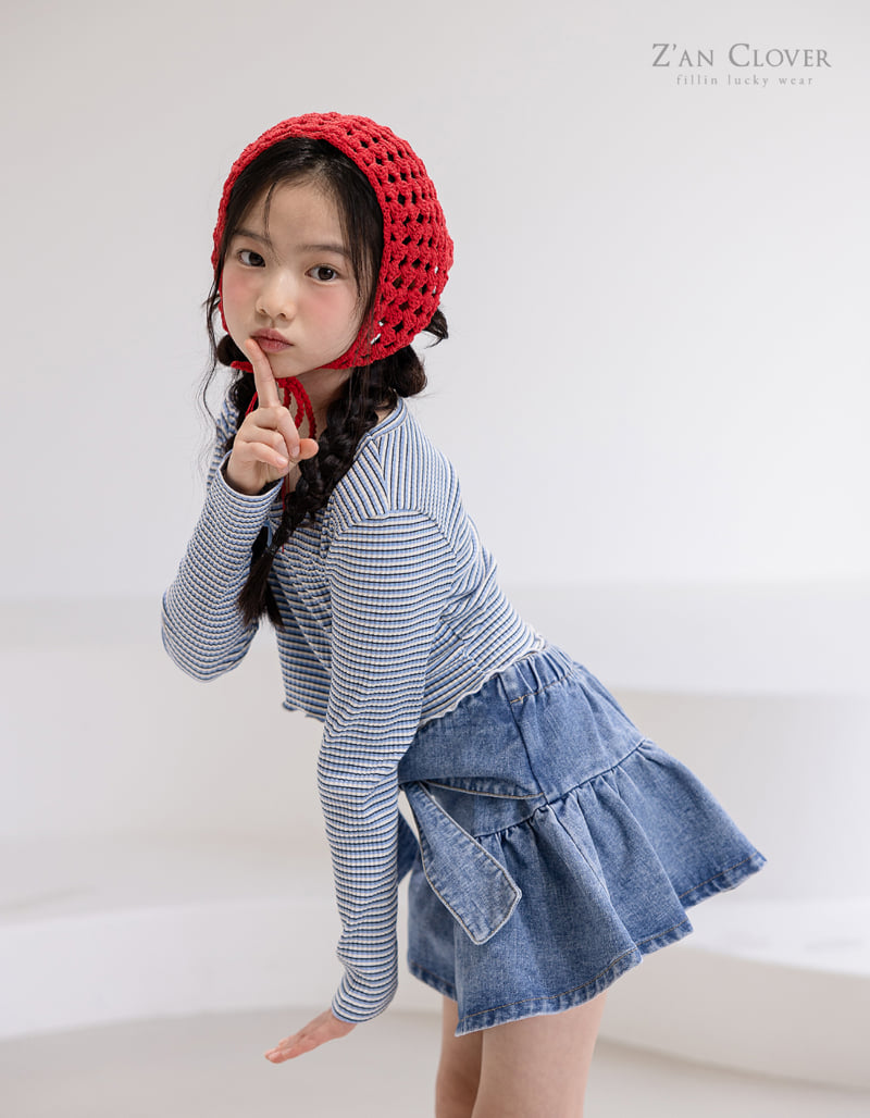 Zan Clover - Korean Children Fashion - #prettylittlegirls - Denim Ribbon Skirt - 8