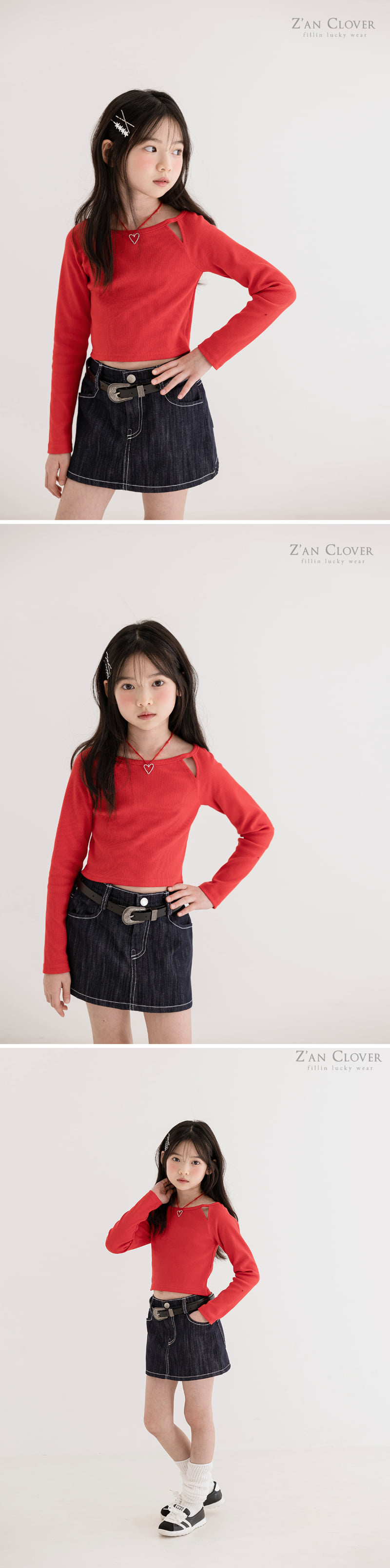 Zan Clover - Korean Children Fashion - #prettylittlegirls - Simple Denim Mini Skirt - 7
