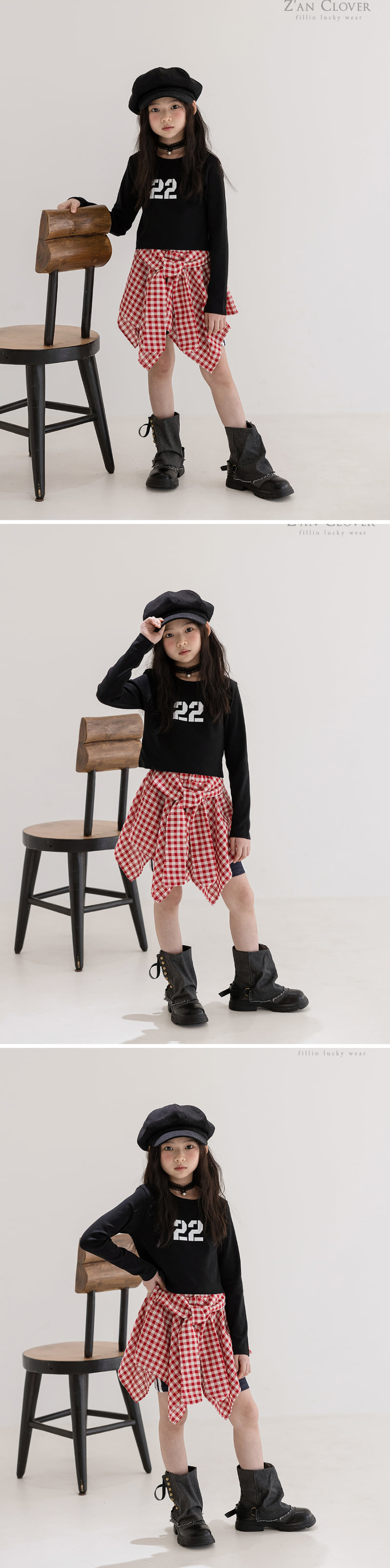 Zan Clover - Korean Children Fashion - #prettylittlegirls - Check Layered Skirt - 5
