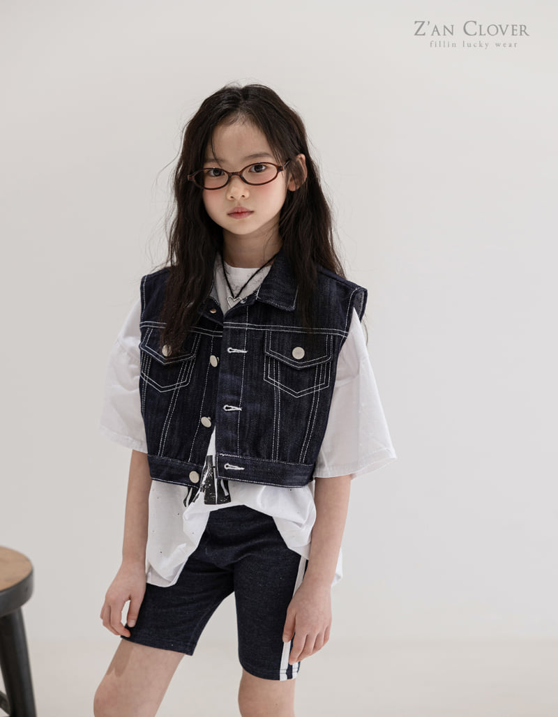 Zan Clover - Korean Children Fashion - #prettylittlegirls - Cotton Denim Biker Shorts - 12