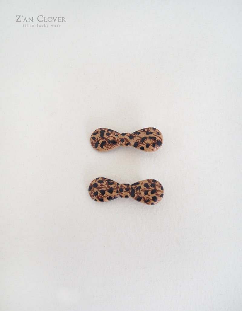 Zan Clover - Korean Children Fashion - #prettylittlegirls - Leopard Ribbon Pin Set - 2