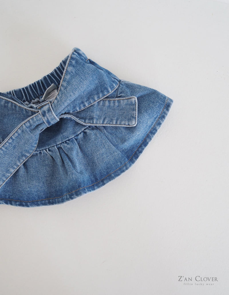 Zan Clover - Korean Children Fashion - #toddlerclothing - Denim Ribbon Skirt - 10