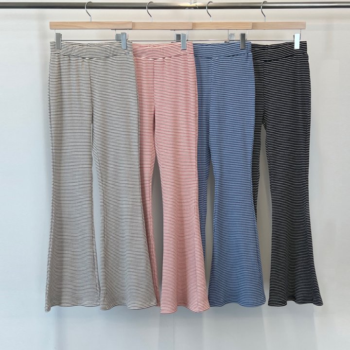 140 Avenue - Korean Women Fashion - #momslook - Rib Stripe Bootscut Pants