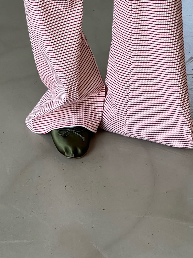 140 Avenue - Korean Women Fashion - #momslook - Rib Stripe Bootscut Pants - 3