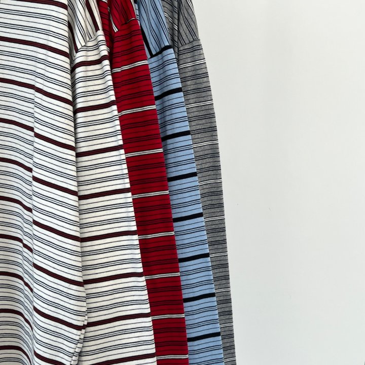 140 Avenue - Korean Women Fashion - #momslook - Blooming Stripe Collar Tee