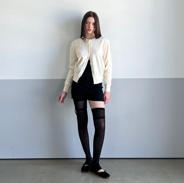 140 Avenue - Korean Women Fashion - #pursuepretty - Beads Pearl Cardigan - 2
