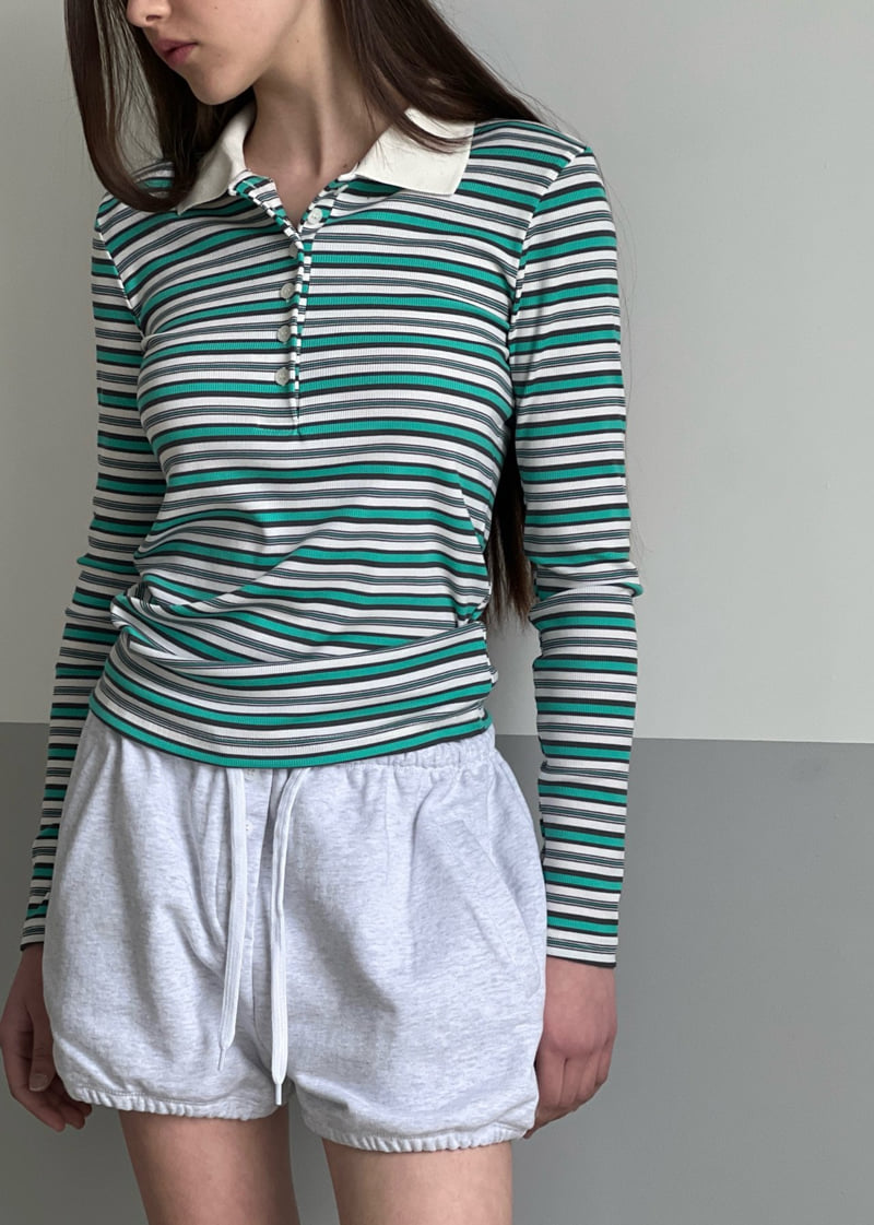 140 Avenue - Korean Women Fashion - #restrostyle - Slim Collar Tee - 11