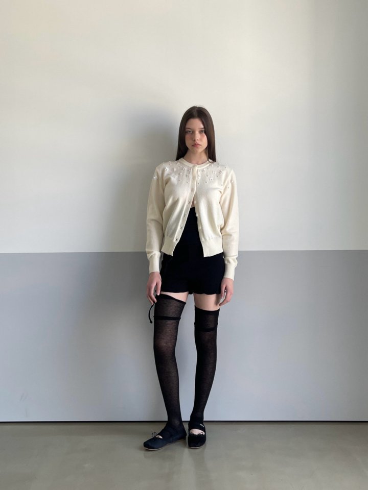 140 Avenue - Korean Women Fashion - #restrostyle - Beads Pearl Cardigan - 4