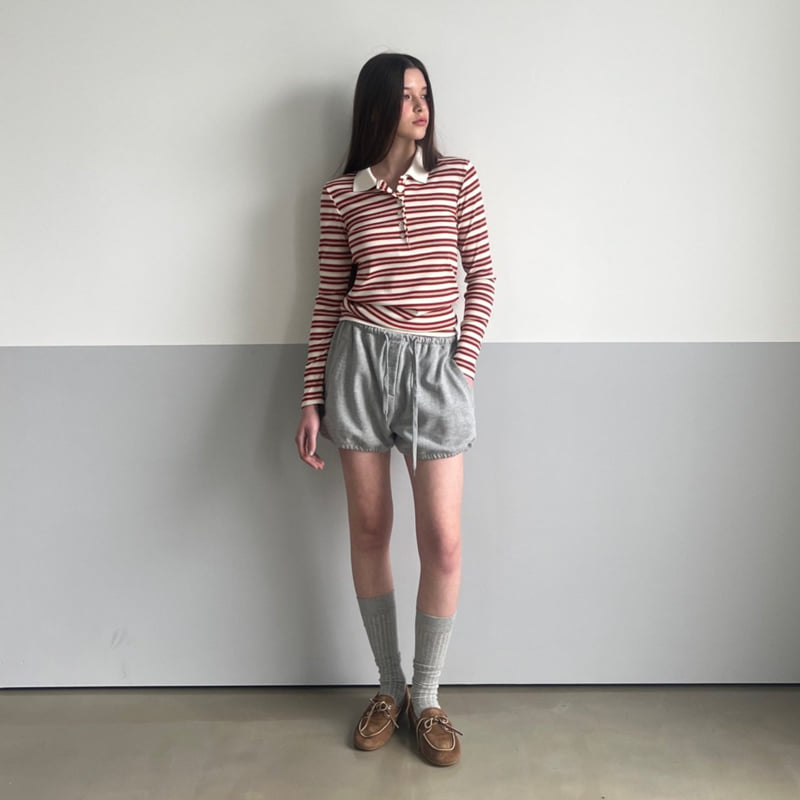 140 Avenue - Korean Women Fashion - #romanticstyle - Slim Collar Tee - 12