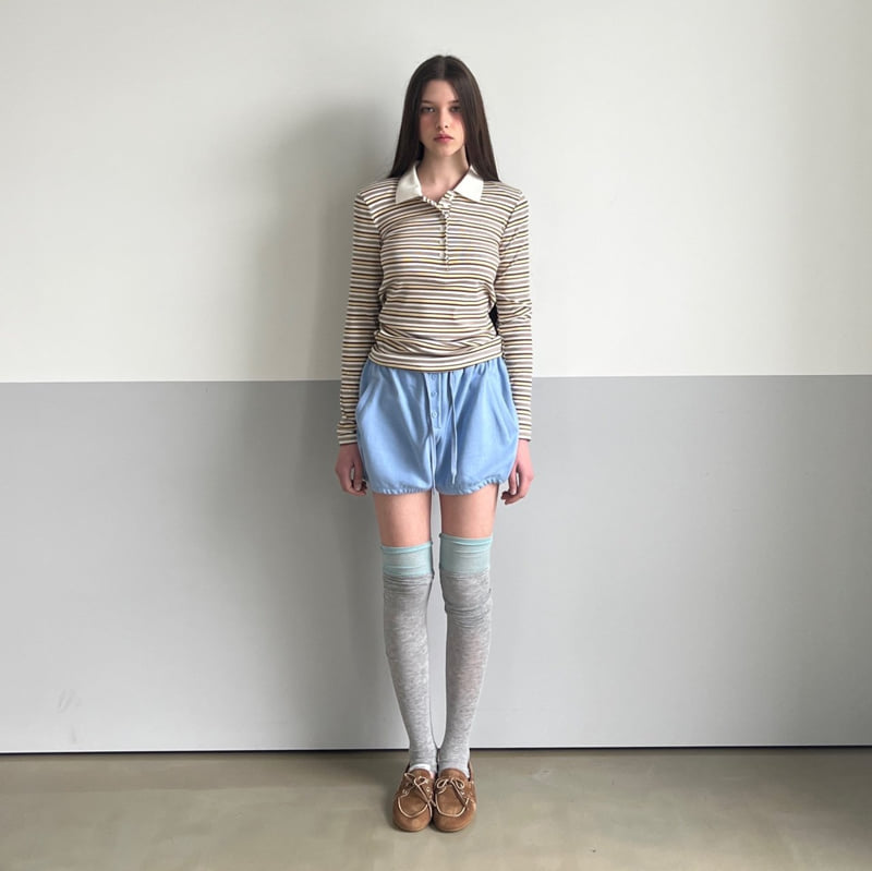 140 Avenue - Korean Women Fashion - #vintageinspired - Slim Collar Tee - 8