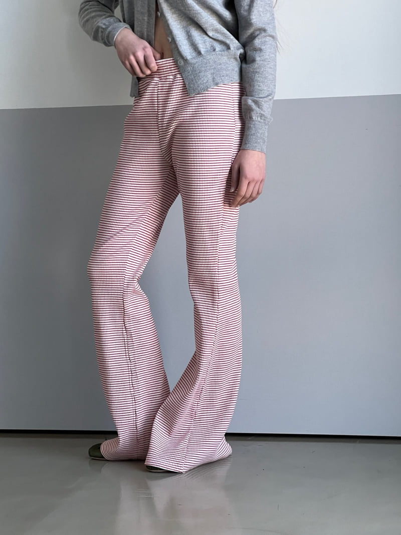 140 Avenue - Korean Women Fashion - #womensfashion - Rib Stripe Bootscut Pants - 2
