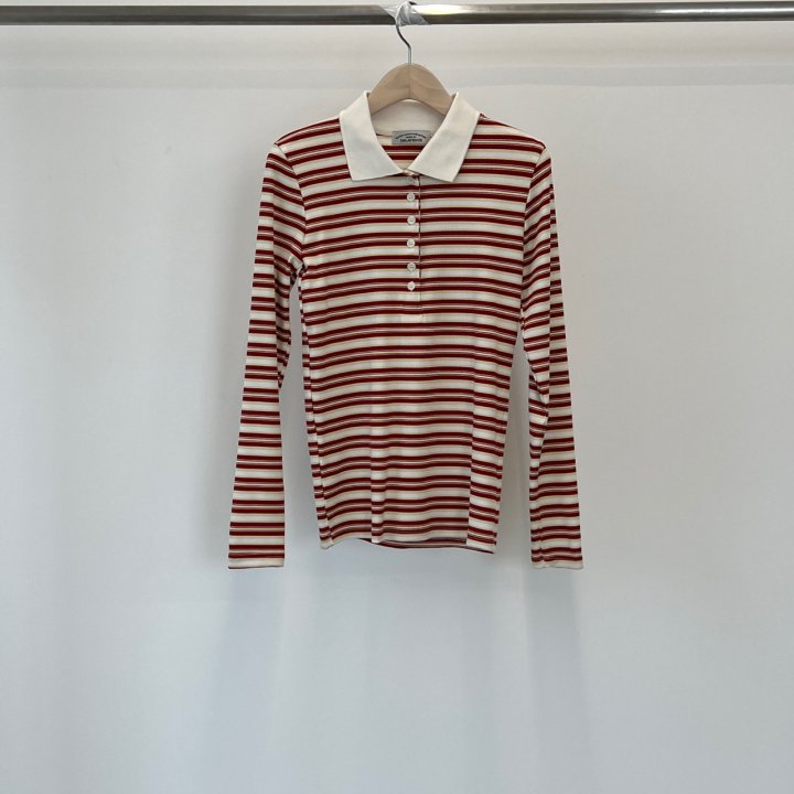 140 Avenue - Korean Women Fashion - #womensfashion - Slim Collar Tee - 3