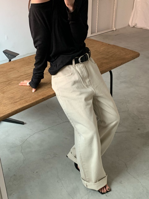 Beige Dying Denim Pants