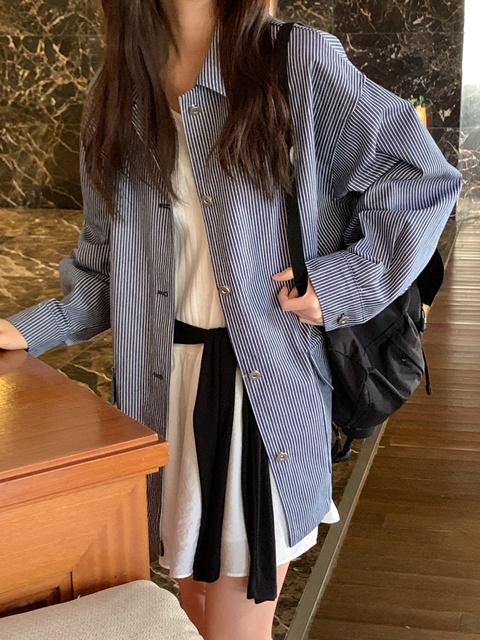 Together Stripe Denim Work Jacket Together Stripe Denim Work Jacket