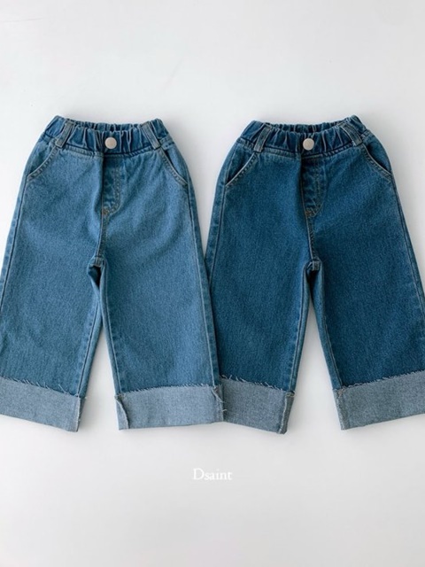 Cutting Wide Roll Up Denim Pants Cutting Wide Roll Up Denim Pants