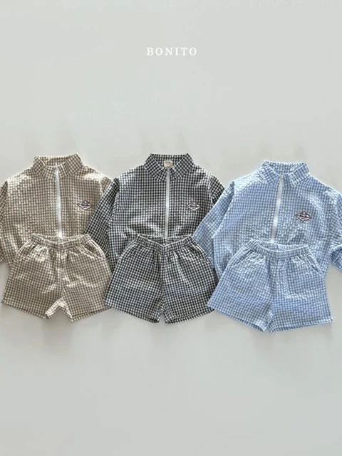 Check Zip-up Set