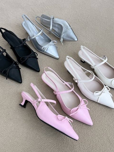Low Stiletto Ribbon Slingback