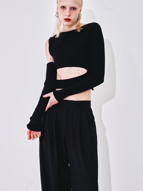 Cutout Slit Ribbed Knit Top Cutout Slit Ribbed Knit Top