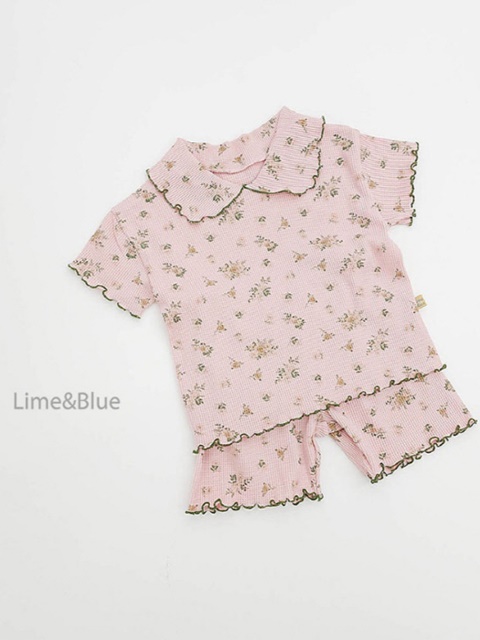 Crople Floral Short Sleeve Top Bottom Set