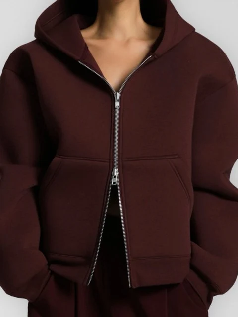Oversized Neoprene Two Way Full Zipped Hoodie