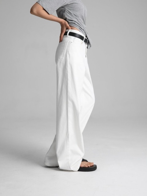 High Rise Wide Leg White Denim Pants