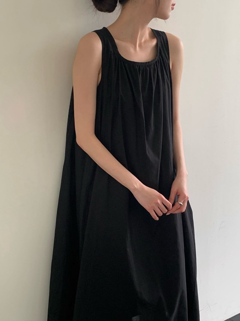 Cotton Shirring Sleeveless Dress Cotton Shirring Sleeveless Dress