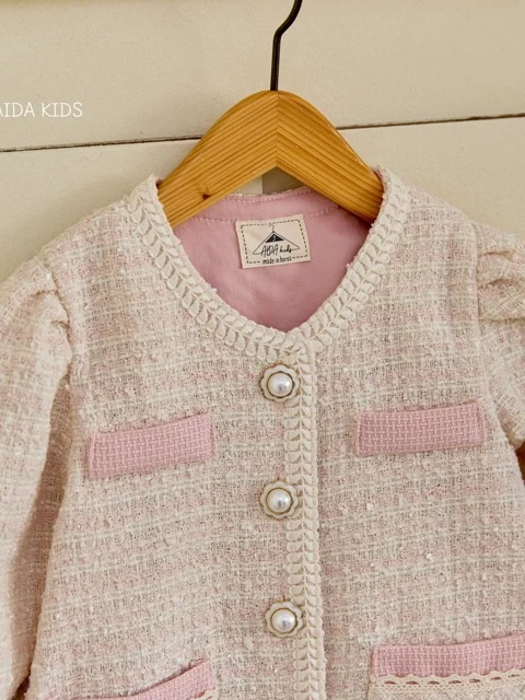 Kids Pink Tweed Coat Kids Pink Tweed Coat