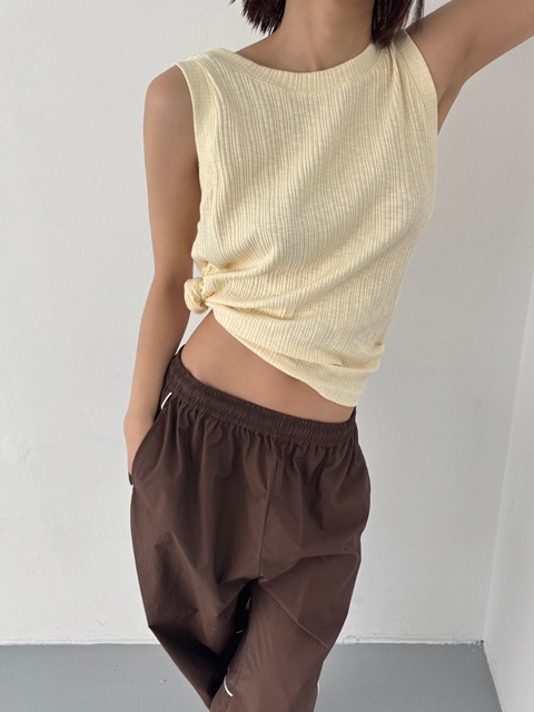 Knit Texture Backless Sleeveless Top