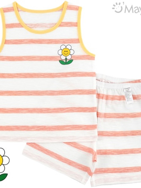 Flower Stripe Sleeveless Slub Easywear