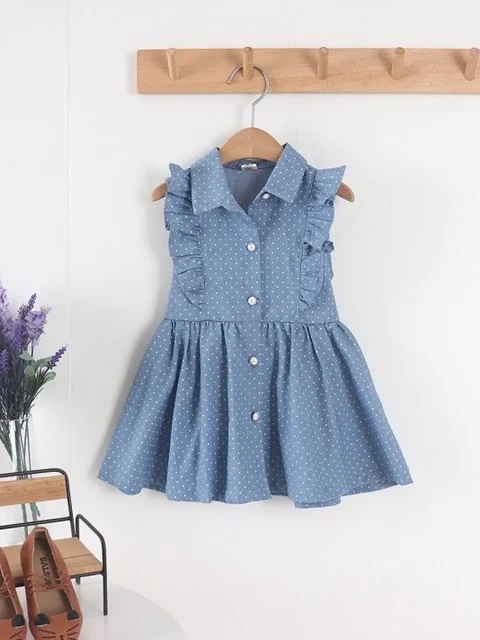Sleeveless Denim Collar One-piece