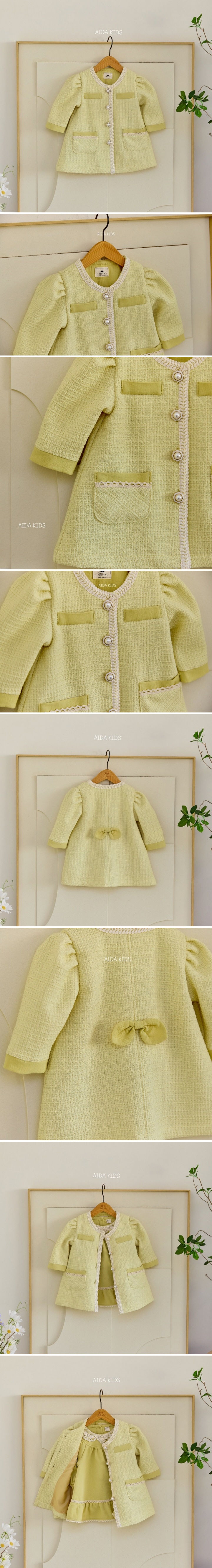 Aida - Korean Baby Fashion - #babywear - Yellow Tweed Coat - 2