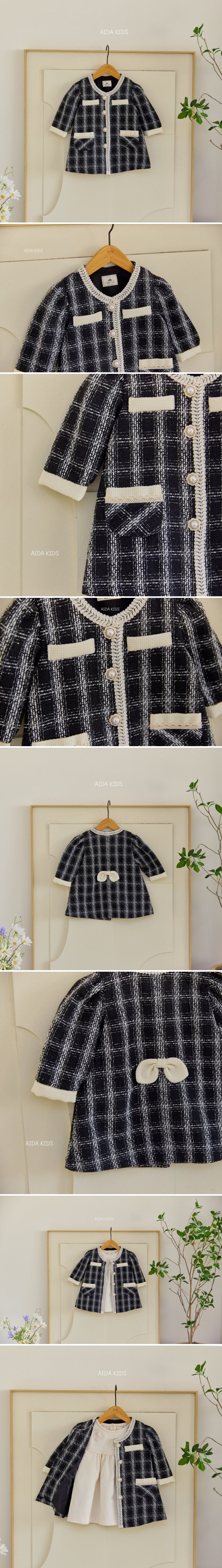 Aida - Korean Baby Fashion - #onlinebabyshop - Black Tweed Coat - 2