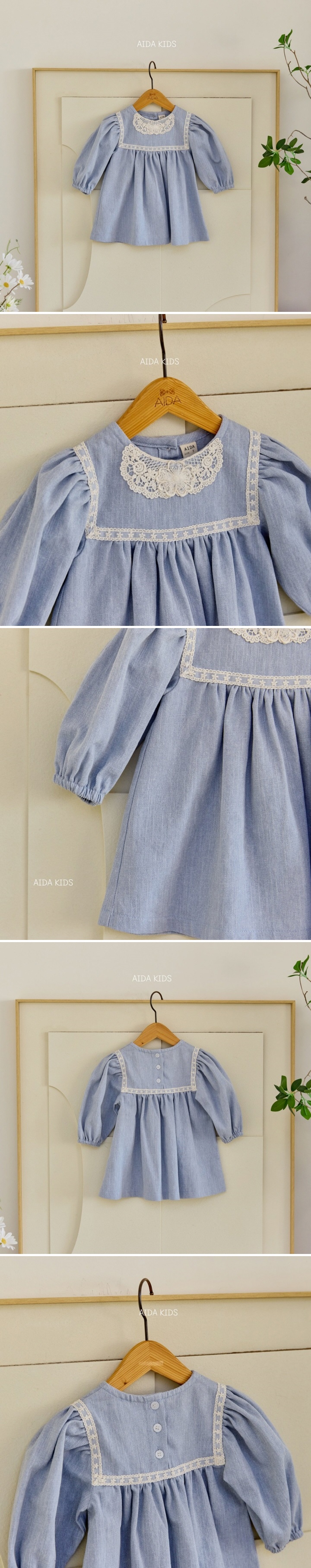 Aida - Korean Children Fashion - #kidsstore - Kids New Denim Embroidery One-piece - 2