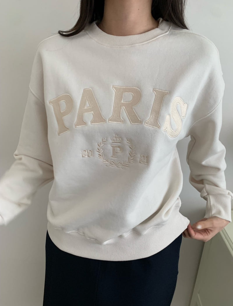 Allu - Korean Women Fashion - #momslook - Paris Embroidery Sweatshirts - 11