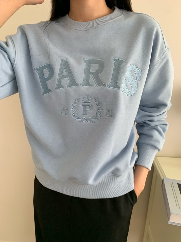 Allu - Korean Women Fashion - #momslook - Paris Embroidery Sweatshirts - 3