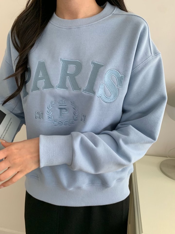 Allu - Korean Women Fashion - #momslook - Paris Embroidery Sweatshirts - 5