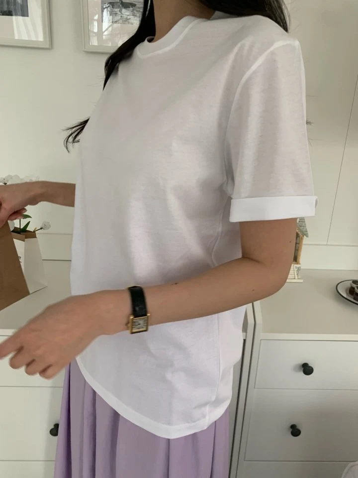 Allu - Korean Women Fashion - #pursuepretty - Silk Roll-up Tee